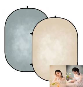 lot 9640 image: Kate 5x6.5ft Collapsible Backdrops for Photography Beige Blue Pop up Backdrop Photo Studio Props for Headshot, Portrait - Retail $99.48