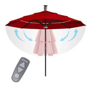 lot 9643 image: Above Height Automatic 9in Sunbrella Heavy Duty Patio Umbrella with Remote Button Controls, Wind Sensor, and Three Tiered Vents - Outdoor Umbrella Patio for Backyard (Spectrum Cherry)