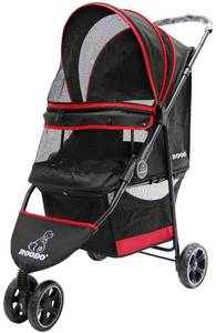 lot 9652 image: ROODO Escort 3Wheel Dog Stroller Pet Strollers Small Medium Dogs Cat Kitty Cup Holder Lightweight Foldable Portable Compact Pet Gear Jogger Puppy Travel System Foldable(Black)