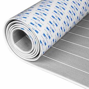 lot 9666 image: OCEANBROAD Self-Adhesive 96x45.6 Boat Flooring with 3M Adhesive Backing EVA Foam Boat Decking Faux Teak Marine Non-Slip Sheet for Jon Motor Boats Yacht Helm Pad Floor, Gray with White Seam Lines