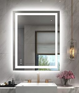 lot 9667 image: Amorho LED Bathroom Mirror 24x 36 with Front and Backlight, Stepless Dimmable Wall Mirrors with Anti-Fog, Shatter-Proof, Memory, 3 Colors, Double LED Vanity Mirror(HorizontalVertical)