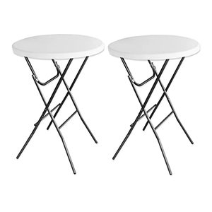lot 9669 image: Gnomiya 32in Cocktail Table 2PCS, Portable High Top Table Granite White, Round Bar Height Folding Table with Removable Legs, Indoor Outdoor Banquet Table for Parties, Weddings, Events, Dining - Retail $192.63