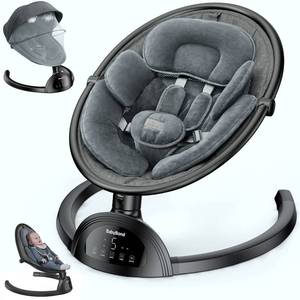 lot 9672 image: BabyBond Baby Swings for Infants, Bluetooth Infant Swing with Music Speaker with 3 Seat Positions, 5 Point Harness Belt, 5 Speeds and Remote Control - Portable Baby Swing for Indoor and Outdoor - Retail $140.41