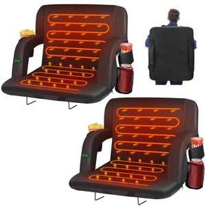 lot 9674 image: HOPERAN 21in 2pcs Dual-sided Heated Stadium Seats for Bleachers with Back Support, 3 Levels Heating Stadium Seating for Bleachers Seat with Backrest, 5 Pockets Portable Stadium