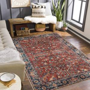 lot 9681 image: Valenrug Washable Rug 8x10 - Ultra-Thin Antique Collection Stain Resistant Area Rug for Living Room Bedroom, Distressed Vintage Rug(Red, 8x10)