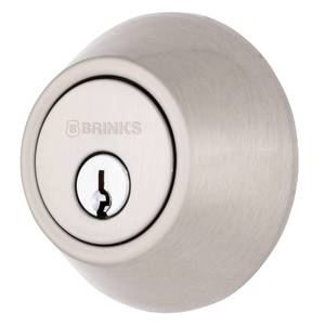 lot 10437 image: BRINKS - Transitional Single Cylinder Deadbolt, Satin Nickel - Built for Rigorous Residential Protection with ANSI Grade 2 Security (E2401-119)
