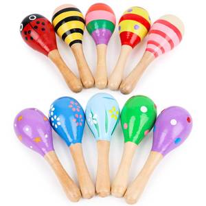 lot 10439 image: POPLAY 10PCS Mini Wooden Maracas, Maracas for Toddler Musical Instruments Wooden Shakers Baby Musical Toys Infant Learning Maracas Toys