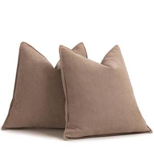 lot 10445 image: ZWJD Khaki Pillow Covers 24x24 Set of 2 Chenille Pillow Covers with Elegant Design Soft and Luxurious Decorative Throw Pillows for Couch, Bed, and Home Decor