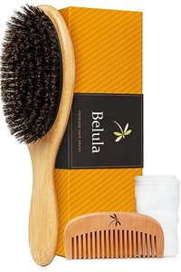 lot 10451 image: Belula 100% Boar Bristle Hair Brush Set (Large). Soft Natural Bristles for Thin and Fine Hair. Restore Shine And Texture. Wooden Comb, Travel Bag and Spa Headband Included