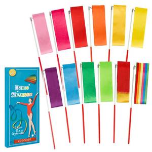 lot 10456 image: YGEOMER 12pcs Dance Ribbons, Gymnastics Ribbon for Twirling, Artistic Dancing, Gymnastics, Kids Talent Shows