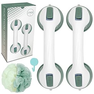 lot 10479 image: Shower Handle - 12 inch Grab Bars for Bathroom with Strong Suction Cup,Bathroom Balance Bar Safety Hand Rail,Shower Grab Bars for Injury,Senior,Elderly