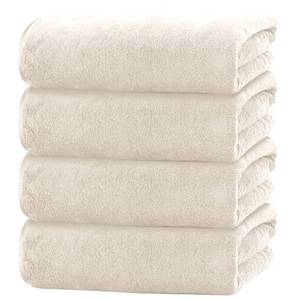 lot 10483 image: Cosy Family Microfiber 4 Pack Bath Towel Set, Lightweight and Quick Drying, Ultra Soft Highly Absorbent Towels for Bathroom, Gym, Hotel, Beach and Spa (Cream)