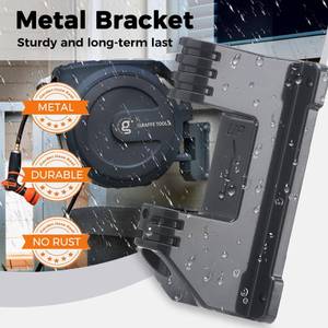 lot 1756 image: Giraffe Tools PRO Hose Reel 12 x 78 ft with Metal Bracket, Heavy Duty, Any Length Lock Garden Hose Reel for Patio, 78ft, Dark Grey - Retail $141.16