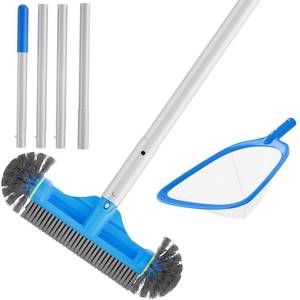 lot 1774 image: TidyMister 3PCS Pool Cleaning Kit - 12.5 Pool Brush with Round End & 11 Pool Skimmer Net Fine Mesh & 4.6 Feet Thick Aluminum Pole 4-Segment, for Above Ground & Inground Pools Ponds
