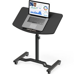 lot 2406 image: SHW Tim Rolling Adjustable Laptop Cart with Tilting Desktop, Black