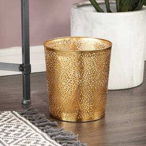 lot 2410 image: Deco 79 Small Waste Bin, Petals, Gold