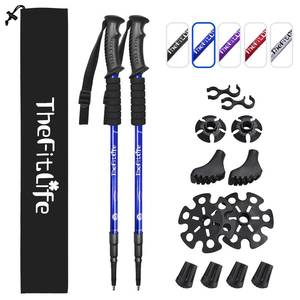 lot 2414 image: TheFitLife Nordic Walking Trekking Poles - 2 Packs with Antishock and Quick Lock System, Telescopic, Collapsible, Ultralight for Hiking, Camping, Mountaining, Backpacking, Walking, Trekking (Blue)