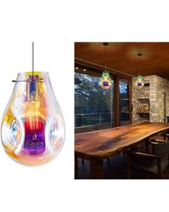 lot 2418 image: Modern Glass Island Pendant Light Lava Irregular Shape Chic 1 Light Chandelier Colorful Contemporary Hanging Ceiling Lighting for Kitchen Island Living Dining Room Bedroom