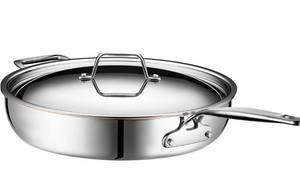 lot 2421 image: Copper Core Frying Pan wLid  Professional Home Chef Grade Stainless Steel Clad Skillet  Saute Sear Fry Healthy Cooking  All Surface Induction Oven Safe Non Toxic Durable Cookware