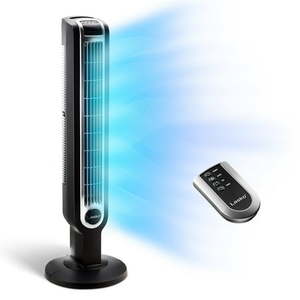 lot 2423 image: Lasko 36 3-Speed Oscillating Tower Fan with Remote Control and Timer Black 2511 New - Retail $113.73