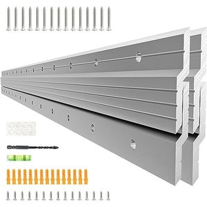 lot 1801 image: Simfelice French Cleat Hanger Heavy Duty 30 Inch Aluminum Z Bar Clips for Hanging Mirrors, Pictures, Whiteboards, Shelves, and More - Interlocking Wall Mirror Mounting Hardware 200 lbs Picture Hanger