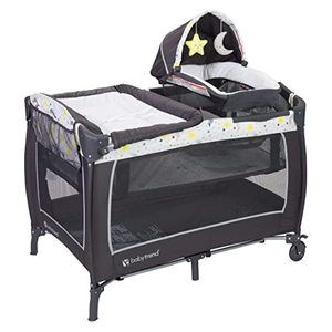lot 1807 image: Baby Trend Lil Snooze Deluxe II Nursery Center, Twinkle Twinkle Little Moon - Retail $82.78