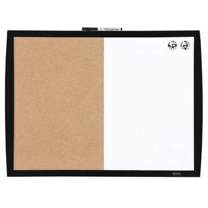 lot 1815 image: Quartet Combination Magnetic Whiteboard & Corkboard, 17 x 23, Combo Dry Erase White Board & Cork Board, Curved Frame, Message Board, Black Frame (41723-BK)