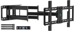 lot 1821 image: HCMOUNTING Heavy Duty Long Dual Arm TV Wall Mount Holds up to 179 lbs, Swivel and Tilt TV Mount with 40.9 Extended Articulating Arms for Most 42-90 inch TVs, VESA 800x400mm, Fits 16-18 Wood Studs - Retail $144.86