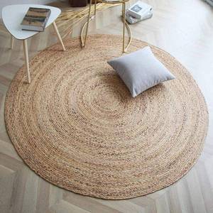 lot 1824 image: FRELISH DECOR Handwoven Jute Area Rug - 8 feet Round - Natural Yarn - Rustic Vintage Beige Braided Reversible Rug - Eco Friendly Rugs for Bedroom - Kitchen - Living Room - Farmhouse (8 Round) - Retail $124.18