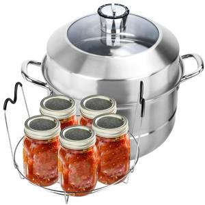 lot 1826 image: Canning Pot Supplies Starter Kit, Stainless Steel 21.5 QT Canning Pot With Kitchen TimerCanning Tool Kit Water Bath Canner with Rack for Canning Beginner