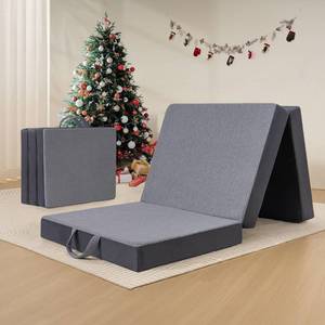lot 1830 image: Vamcheer Tri Folding Mattress Single Size - 4 Inch Foldable Mattress for TravelRVCampingGuest RoomYoga, Tri-fold Memory Foam Mattress with Washable Cover, Handle & Non-Slip Bottom, 75x25x4 - Retail $90.64