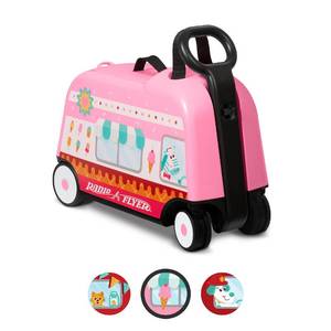 lot 1833 image: Radio Flyer 3-in-1 Happy Trav��ler Ice Cream Truck, Ride on Toy, Toddler Carry-On Storage, Ages 2-5 Years