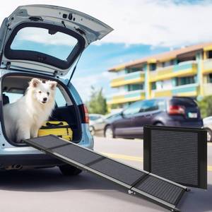 lot 1848 image: Dog Ramp for Car Large Dogs, The 3rd Gen Foldable Car Ramp for Dogs, 63x17 Portable Dog Ramp with Non-Slip Rug Surface, Extra Wide Dog Car Ramp for Large Dogs SUV, Truck