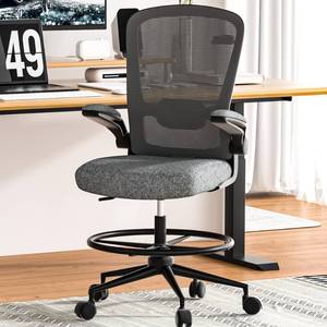 lot 1966 image: Mimoglad Drafting Chair, Modern Office Chair with adjustable Lumbar Support, Ergonomic Standing Desk Chair, Mesh Tall Computer Chair for Drawing Work - Retail $145.64
