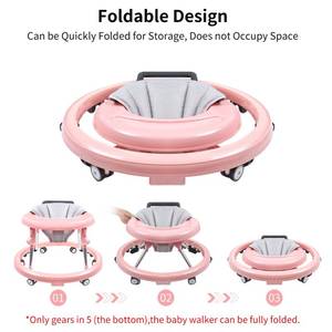 lot 1782 image: Baby Walker, Foldable 9-Gear Height Adjustable Baby Walker with Wheels, Infant Toddler Walker with Foot Pads, Anti-Fall Baby Walkers and Activity Center Bouncer Combo for Boys and Girls 6-24 Months��