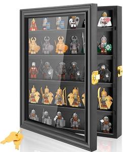 lot 1787 image: Minifigure Display Case, Miniature Display Case for Lego Small Objects Collectibles Display, Mini Figure Display CaseCabinet Wall Mount with Glass Door Lockable, 5 Rows (Red) 14 H x 11 W - Color Varies from Stock Photo