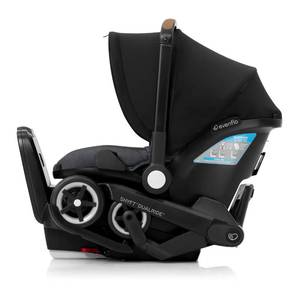 lot 1795 image: Evenflo Shyft DualRide Infant Car Seat and Stroller Combo with Carryall Storage (Boone Gray) - Retail $501.47
