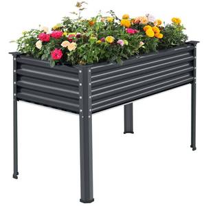 lot 2349 image: Land Guard Galvanized Raised Garden Bed with Legs, 48�24�32in Large Metal Elevated Raised Planter Box with Drainage Holes for Backyard, Patio, Balcony, 400lb Capacity(Grey) - Retail $113.12