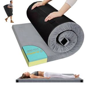 lot 2355 image: TONAHUTU Memory Foam Camping Mattress Sleeping Pad CarTentCot Portable Floor Mat Roll Up for Guests Kids Adult Sleepover (75 x 38 x 2.5) - Retail $116.21