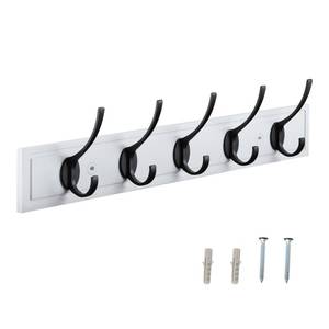 lot 2357 image: HOME MASTER HARDWARE Coat Rack Wall Mount White, Wood Wall Mounted Coat Hooks for Hanging Coats, 27 Hat Rack for Wall with 5 Hooks
