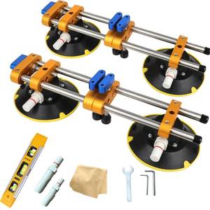 lot 2376 image: Upgrade 2 Pack Seamless Seam Setter with 6 inch Vacuum Suction Cups, Granite Seam Setter for Countertop Joining & Leveling, Seam Joiner for Tile, Stone ��With Replacement Air PumpTorpedo Level�� - Retail $123.86