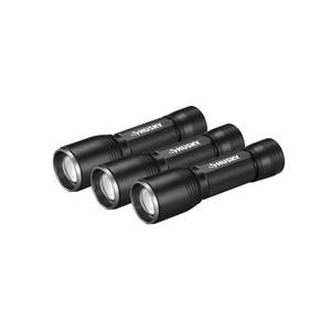 lot 63294 image: 750 Lumens Focusing Aluminum LED Flashlights 3 Modes Impact and Water Resistant with Batteries (3-Pack)
