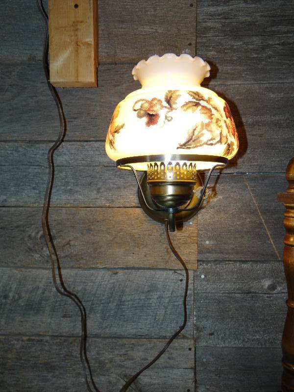 lot 741 image: Vintage wall mount light fixture w floral globe
