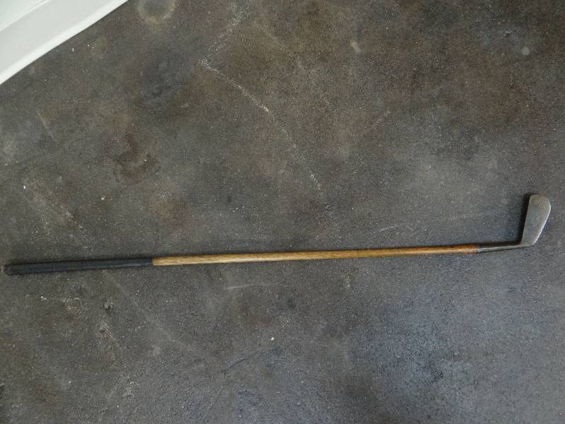 lot 755 image: Antique Spalding mid iron wood shaft golf club