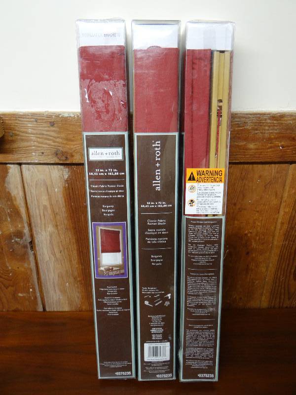 lot 796 image: 3 Allen & Roth fabric roman shades