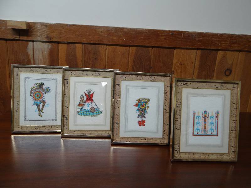 lot 804 image: 4- Navajo embroidery frame art