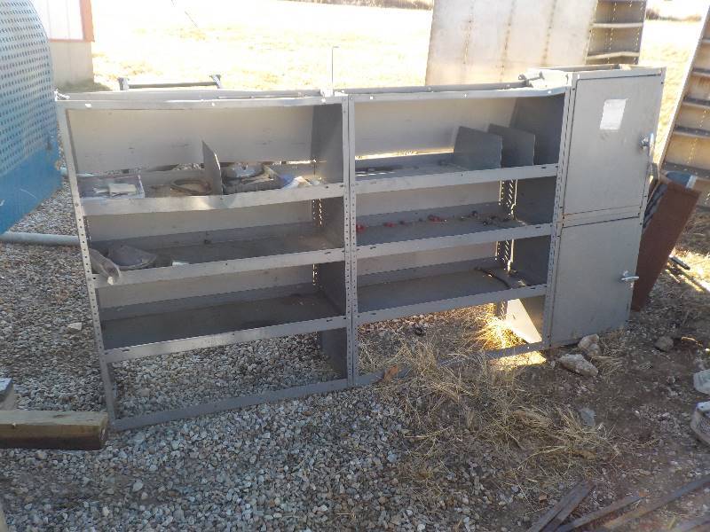 lot 3633 image: Metal wall storage shelf with cabnet attached