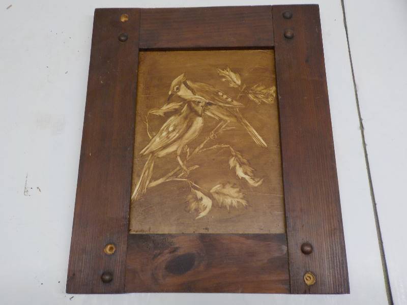 lot 3728 image: painting of two birds