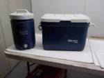 cooler and 2 gal water jug