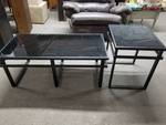 Metal and Glass Coffee Table and End Table